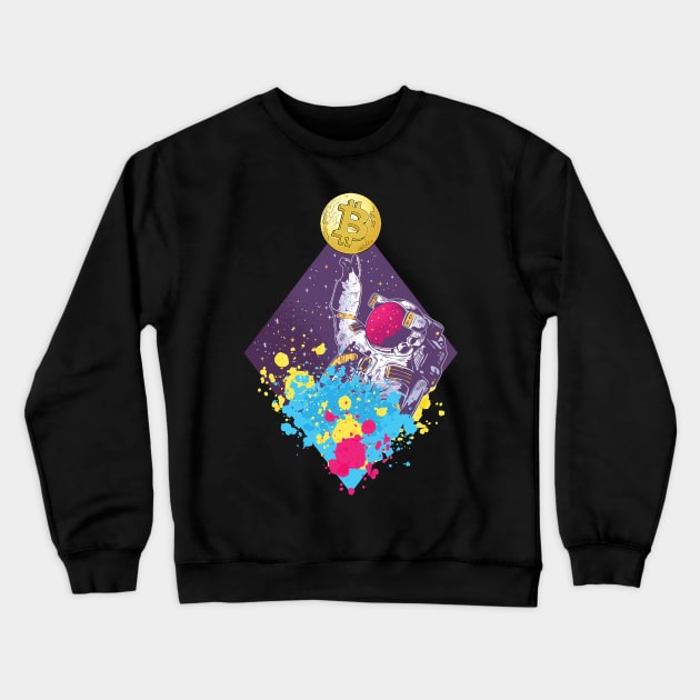 Chainlink Crypto DeFi LINK Cryptocurrency Astronaut Crewneck Sweatshirt by BitcoinSweatshirts